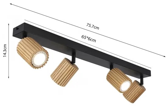 Brilagi - Faretto MODERN WOOD 4xGU10/8W/230V legno/nero