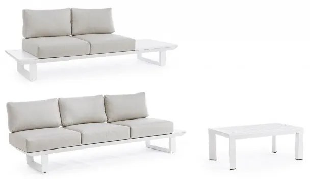 Set da giardino Salotto angolare con cuscini bianco Konnor