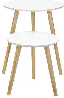 Set di 2 tavolini laterali SERA bianco/marrone