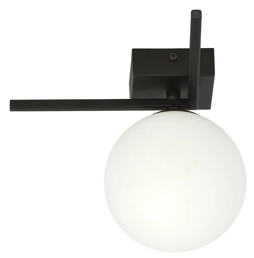 Plafoniera Moderna 1 Luce Imago 1130/1G In Acciaio Nero Vetro Opale