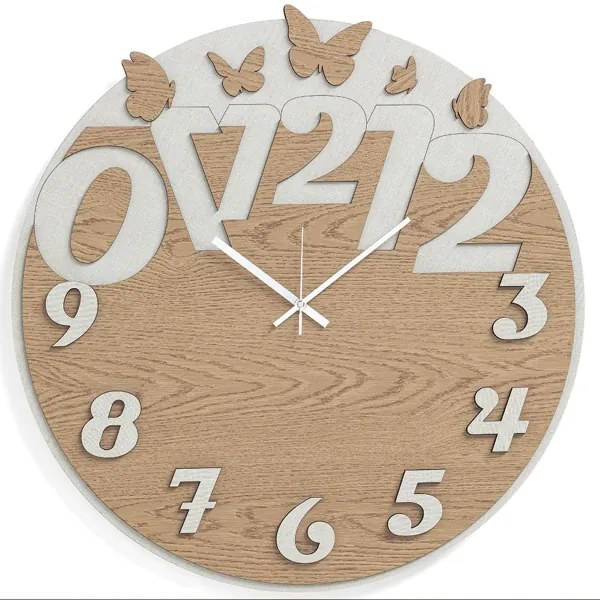 Orologio rotondo moderno D30 BUTTERFLY in legno laminato TTE
