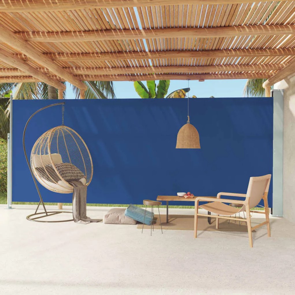Tenda Laterale Retrattile Per Patio 220x600 Cm Blu /