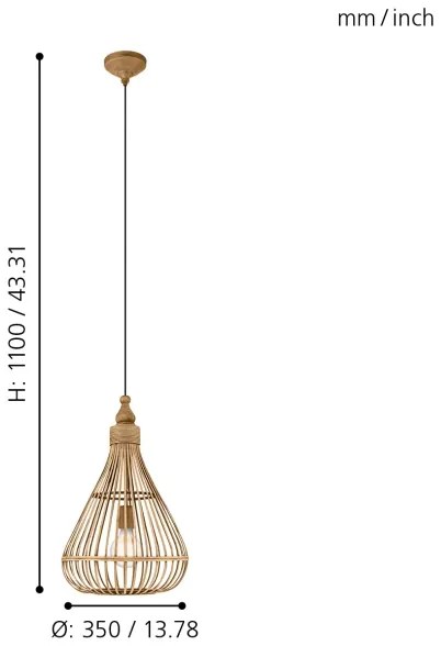 Eglo 49772 - Lampada a sospensione AMSFIELD 1xE27/60W