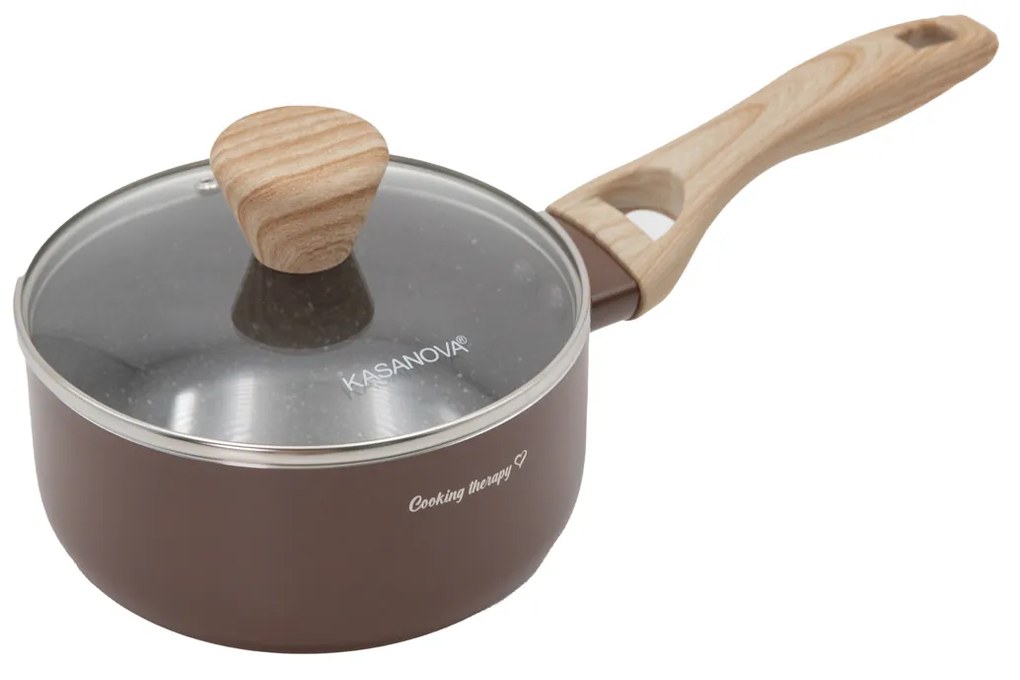 Casseruola 16 cm marrone Cooking Therapy 1 manico e coperchio