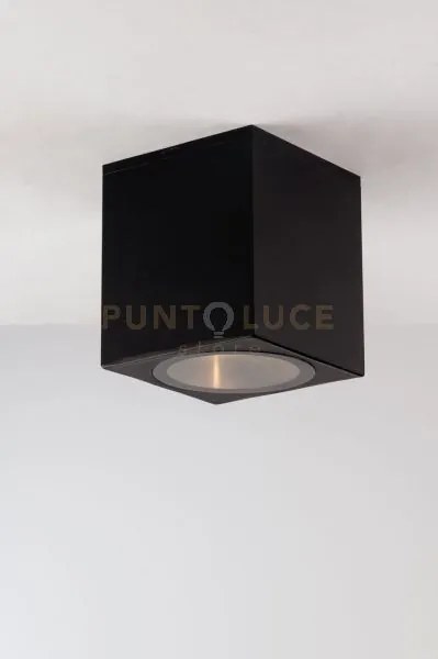 Plafoniera citizen nera quadrata 1 luce attacco e27 ip54 15x15x17cm