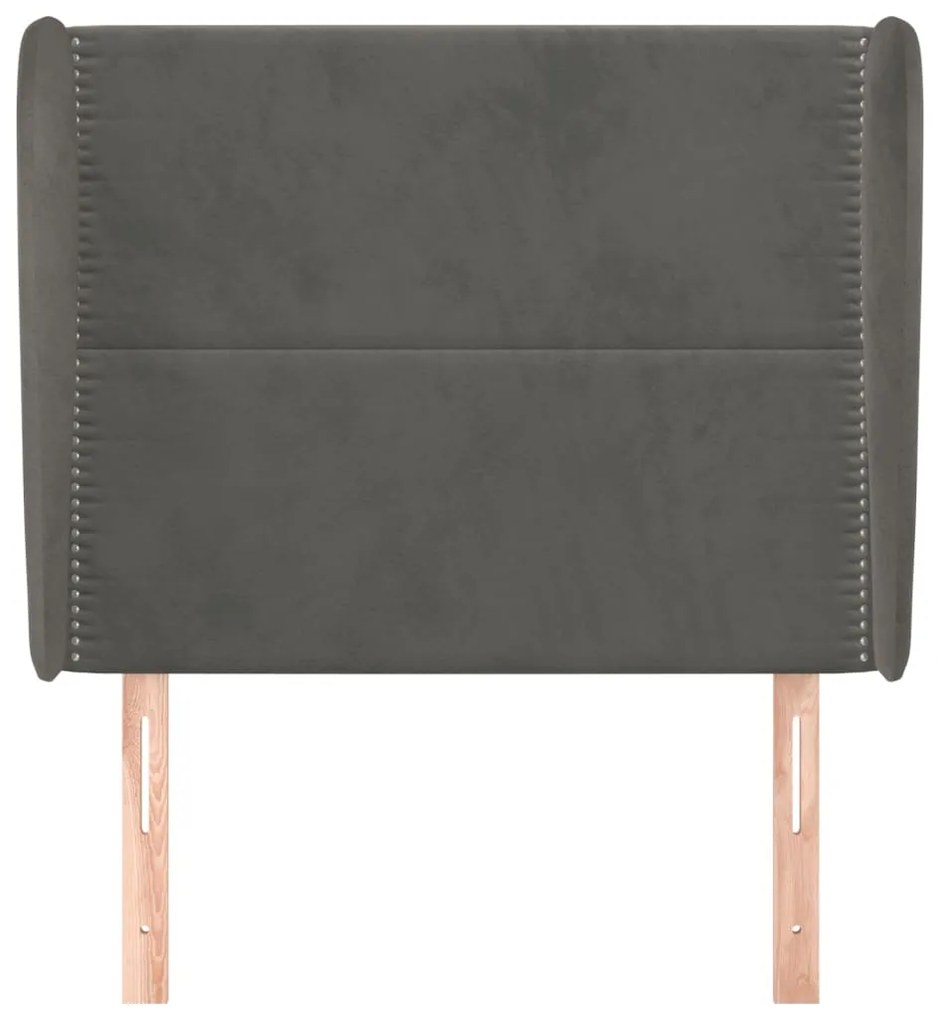 Testiera ad orecchio grigio scuro 93x23x118/128 cm in velluto