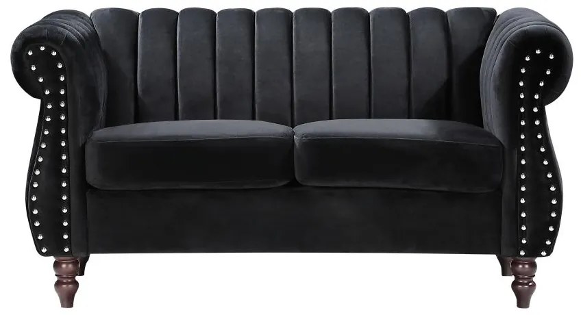 Divano Chesterfield 2 posti in Velluto Nero - TRUMBO