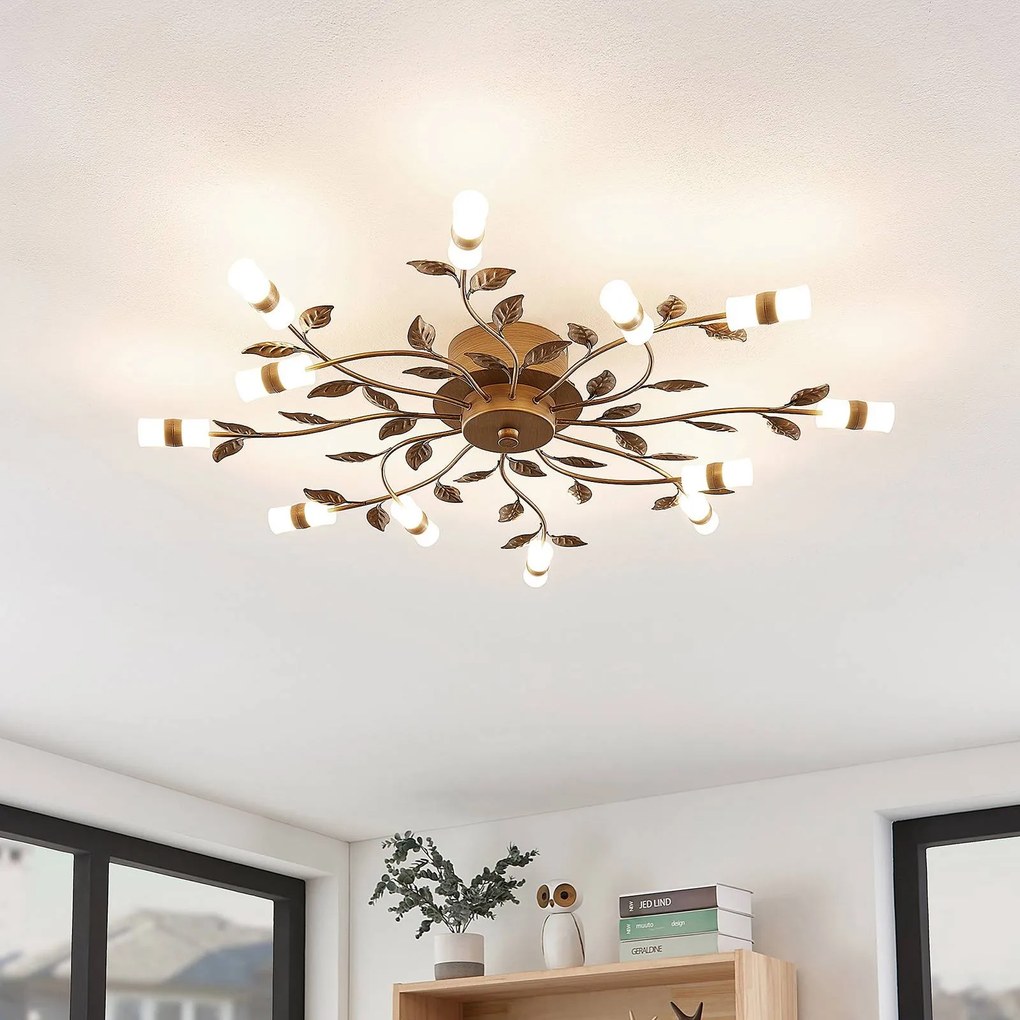 Plafoniera a LED Bentas Lindby, Bronzo / Ottone antico, Soggiorno / Sala da pranzo, Metallo, Fiorentino, Plafoniera LED