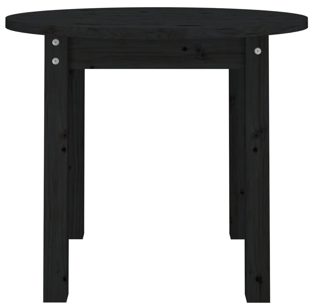 Tavolino da salotto nero Ø 55x45 cm in legno massello di pino