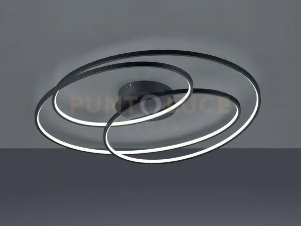 Gale plafoniera led 50w 7000lm, 3000k grande nera 3 cerchi concentr...