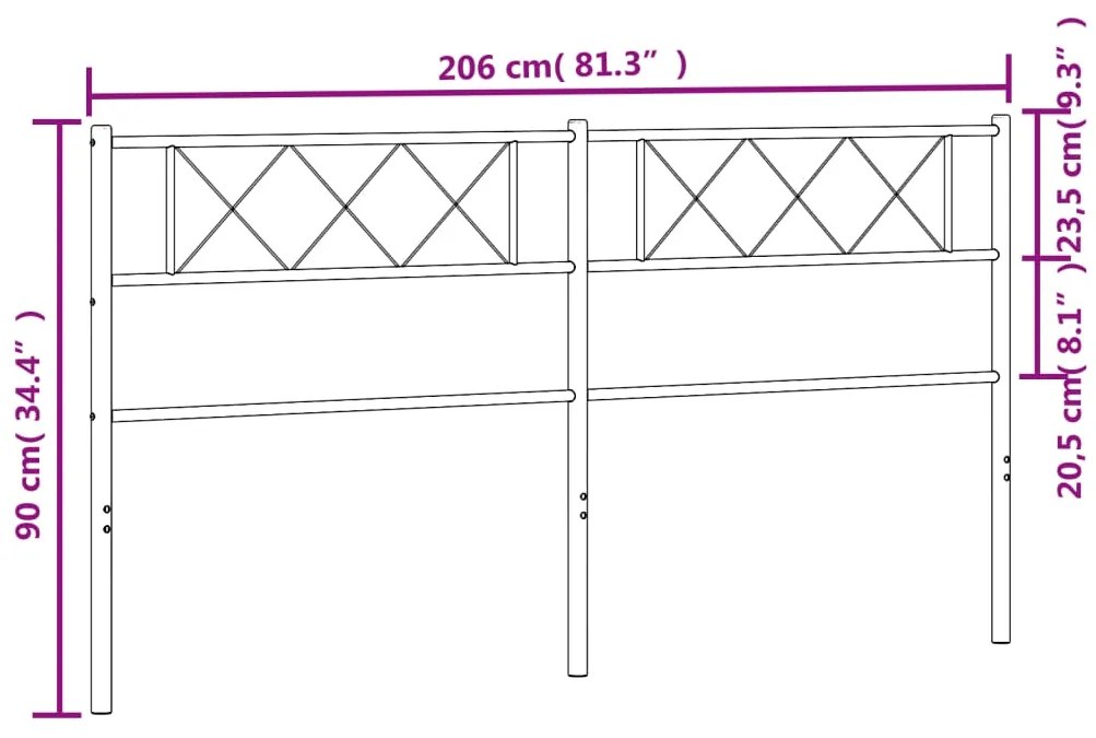 Testiera in Metallo Bianco 200 cm