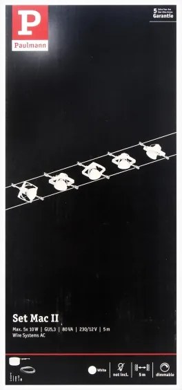 Paulmann 94134 - SET 5xGU5,3/10W Faretto MAC 230V bianco