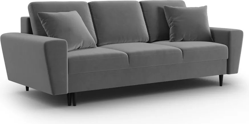 Divano grigio chiaro allungabile e con contenitore con rivestimento in velluto 235 cm Kyoto – Cosmopolitan Design