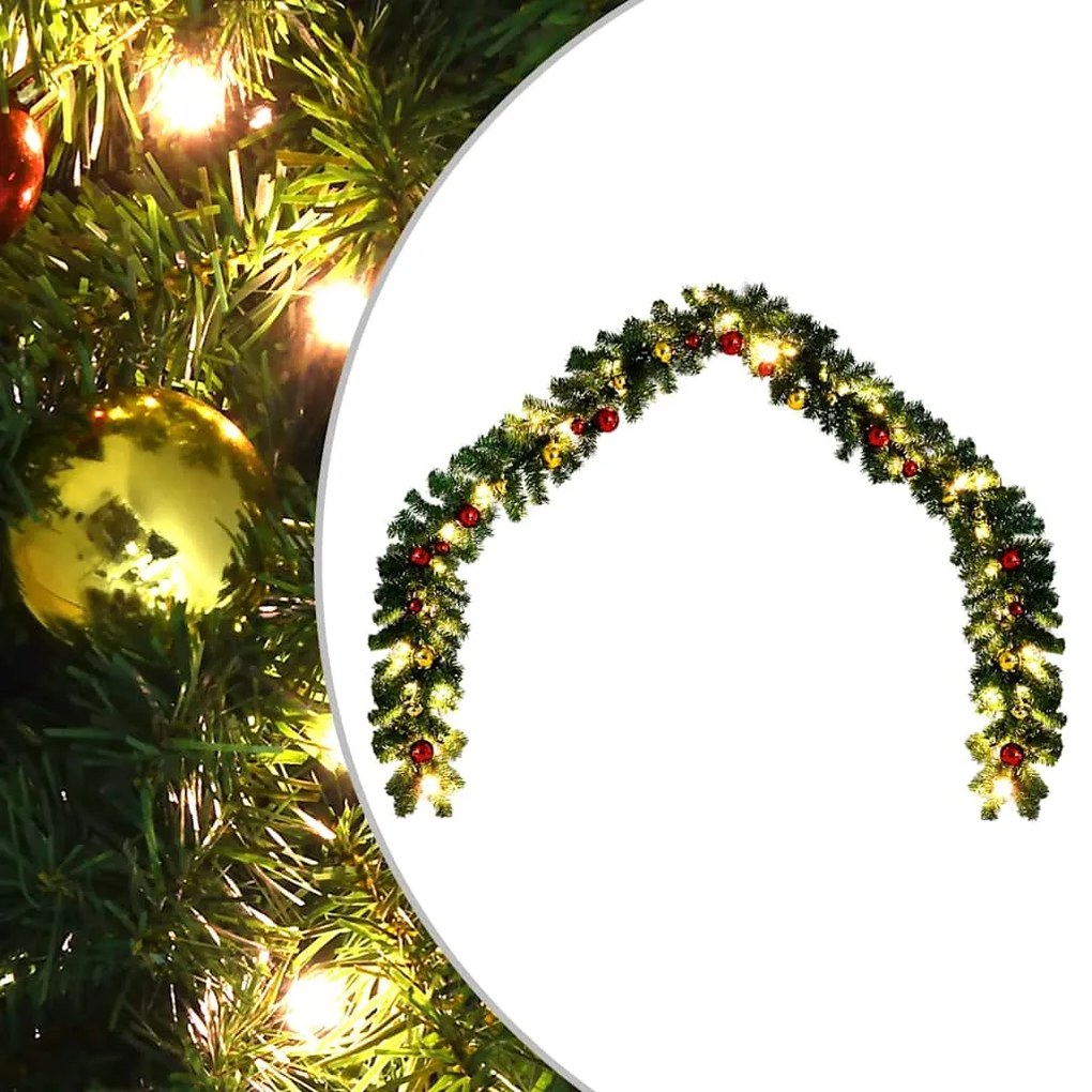 Ghirlanda Di Natale Decorata Con Palline E Luci A Led 20 M /