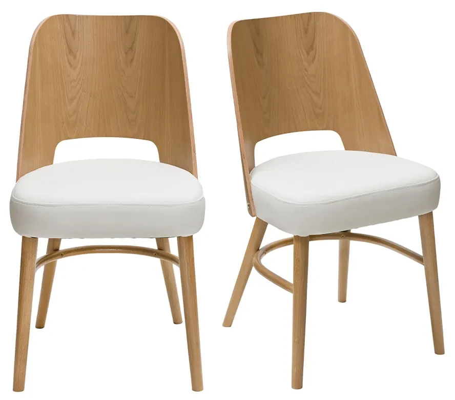 Sedie legno rovere e sedute bianco (set di 2) EDITO