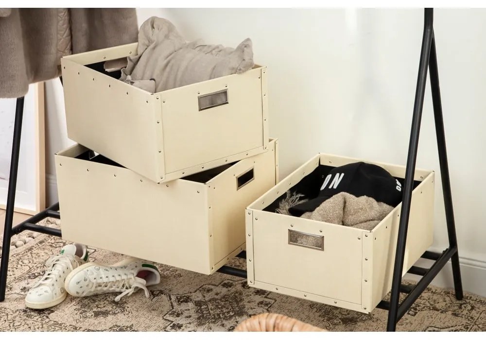 Scatole di cartone beige in set da 3 Ture - Bigso Box of Sweden