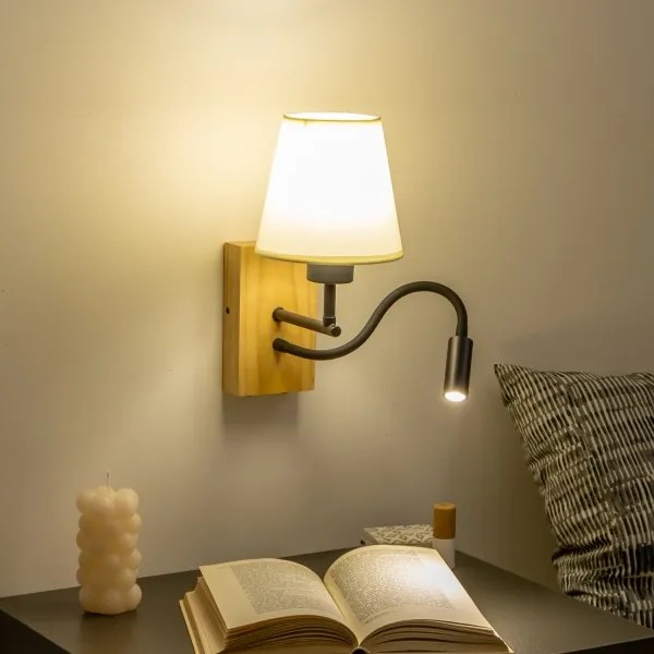 Brilagi - Applique a LED NUBILA WOOD 1xE27/25W/230V + LED/3W quercia/bianco