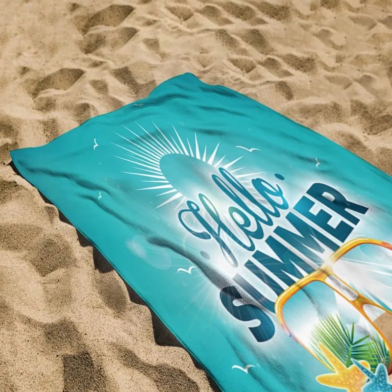 Telo mare con motivo HELLO SUMMER 150 x 70 cm