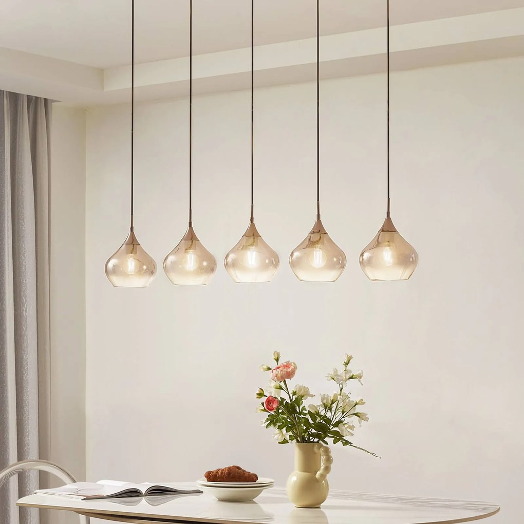 Lampada a sospensione in vetro Jarven Lucande, dimmerabile, Alluminio / Grigio / Zincato, Soggiorno / Sala da pranzo, Vetro, Moderno, Lampada a sospensione