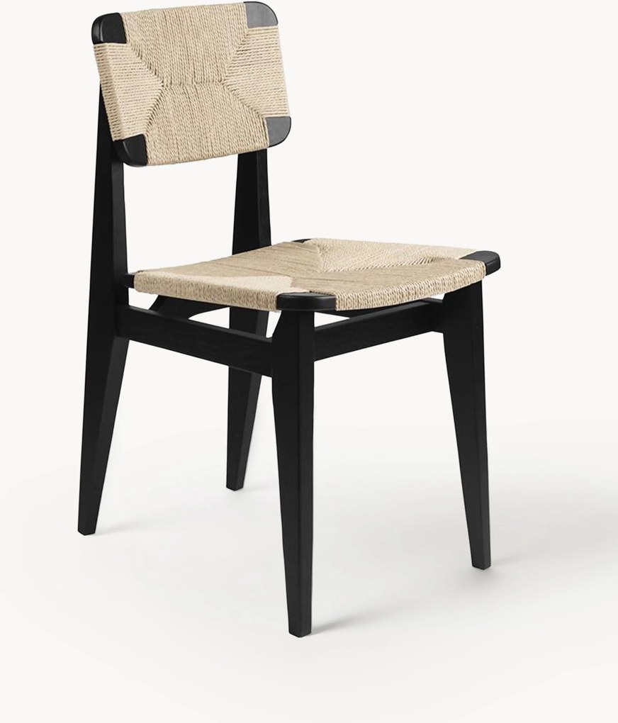 Sedia in legno in legno di quercia con seduta intrecciata C-Chair