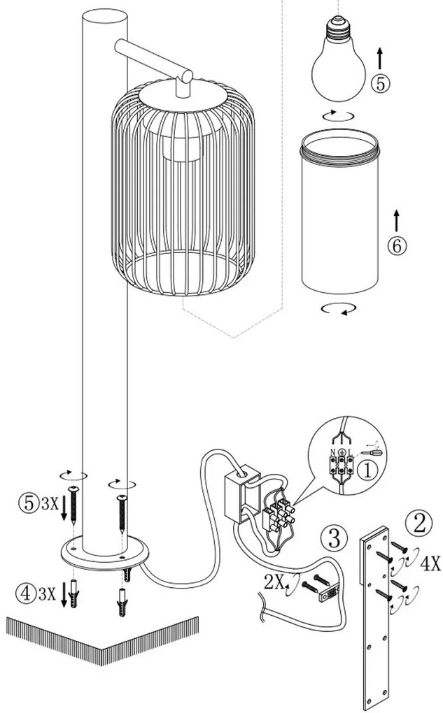 Paletto da Giardino Bianco a Lanterna 80cm Base E27 IP54 - Serie NEXUS Colore Bianco