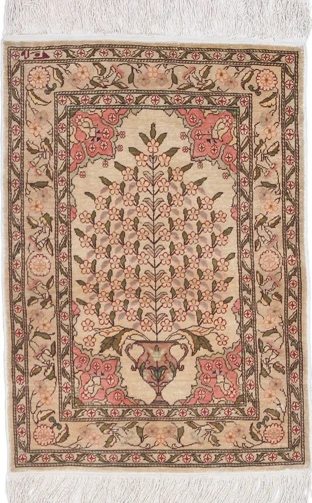 Hereke Tappeto 50 x 70 Beige (Tacchino) Annodato A Mano
