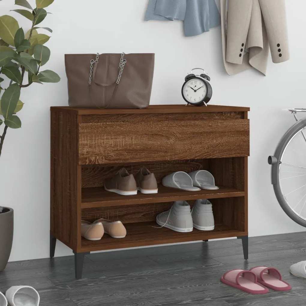 Scarpiera Rovere Marrone 70x36x60 Cm İn Legno Multistrato /
