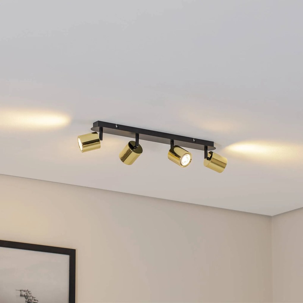 Luminex Faretto da soffitto Demia, nero/color ottone, 66 cm, GU10