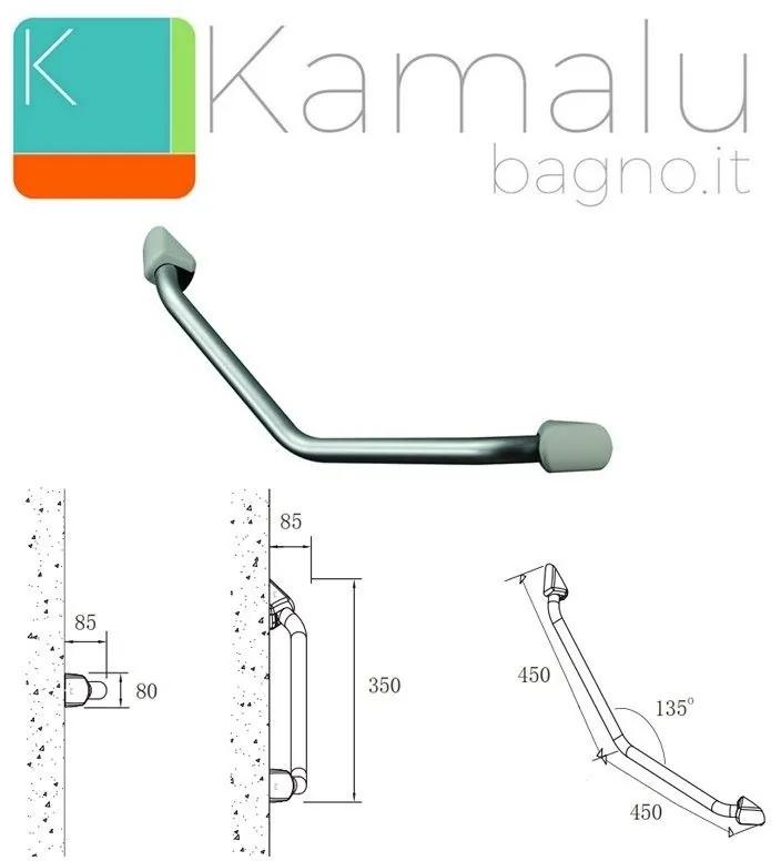 Kamalu - maniglione sicurezza doccia angolare in acciaio sun-m300