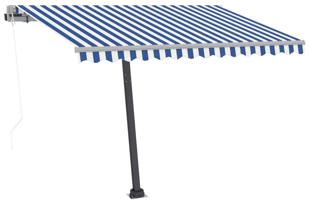 Tenda Automatica con Sensore Vento e LED 350x250 cm Blu Bianca