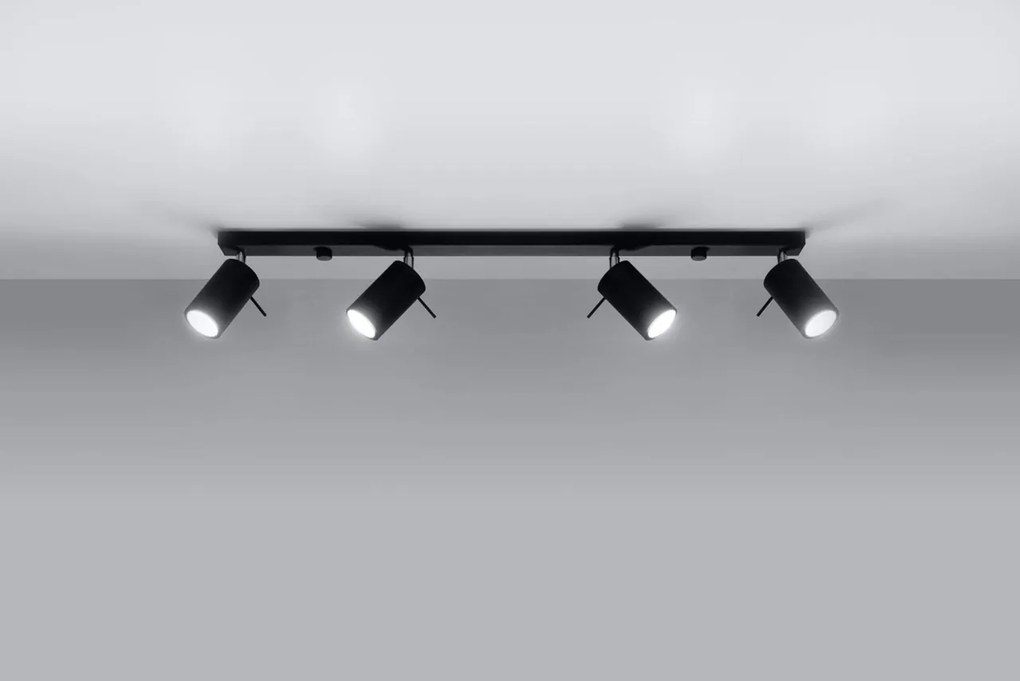 Plafoniera da Soffitto in Acciaio 4xGU10 RING 4L Orientabile Nera