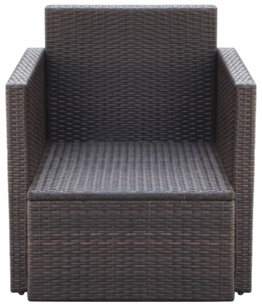 Sedia da giardino con cuscini in polyrattan marrone