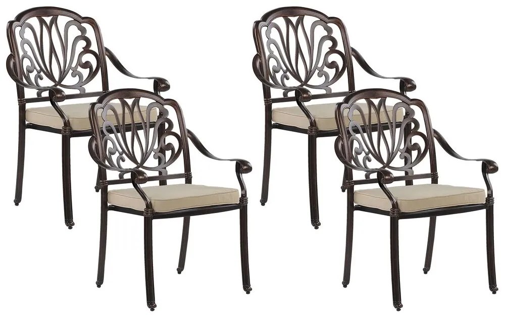 Set di 4 sedie da giardino alluminio marrone scuro ANCONA Beliani