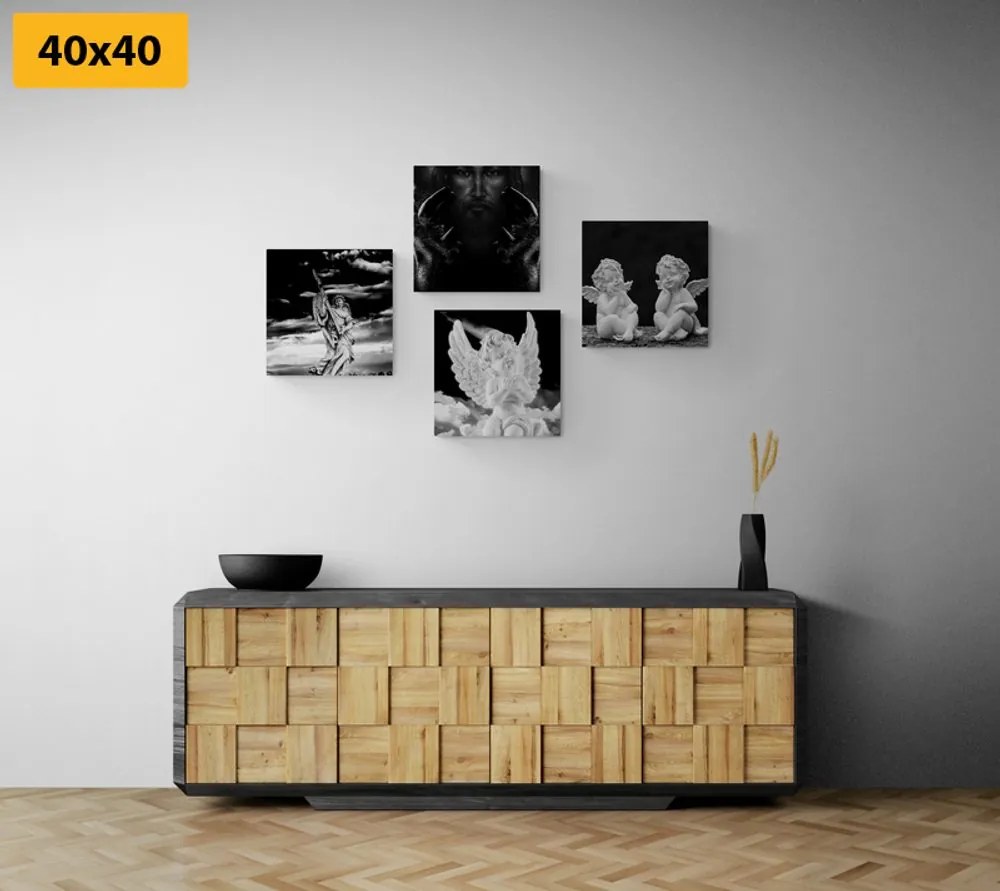 Set di quadri – Gioia celeste in bianco e nero