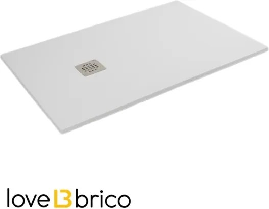 Piatto doccia in mineralmarmo 70x100 cm bianco effetto pietra con griglia e piletta sifonata