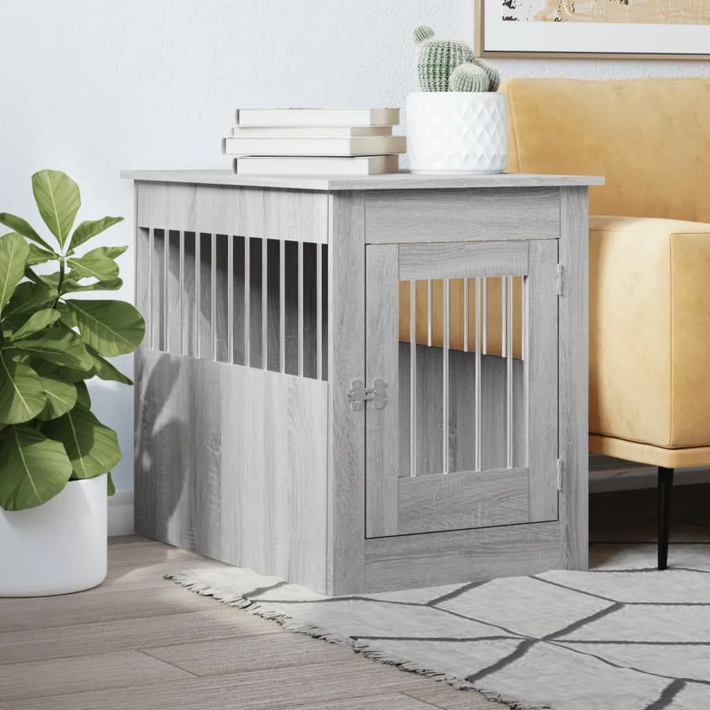 Gabbia Cani Da Arredamento Grigio Sonoma 55x80x68cm Multistrato /