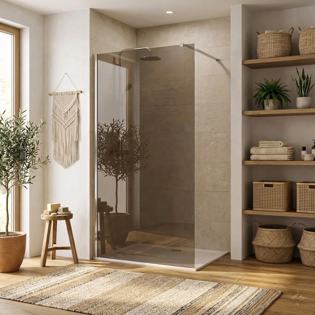 Parete doccia Rea Flexi Brown / Chrome 90