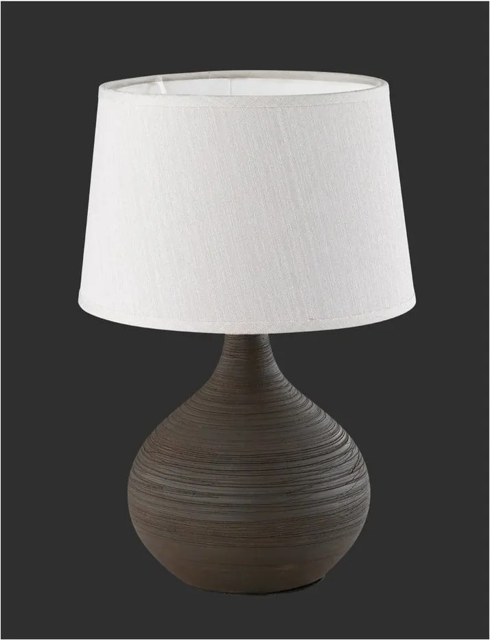 Lampada da tavolo marrone scuro in ceramica e tessuto, altezza 29 cm Martin - Trio