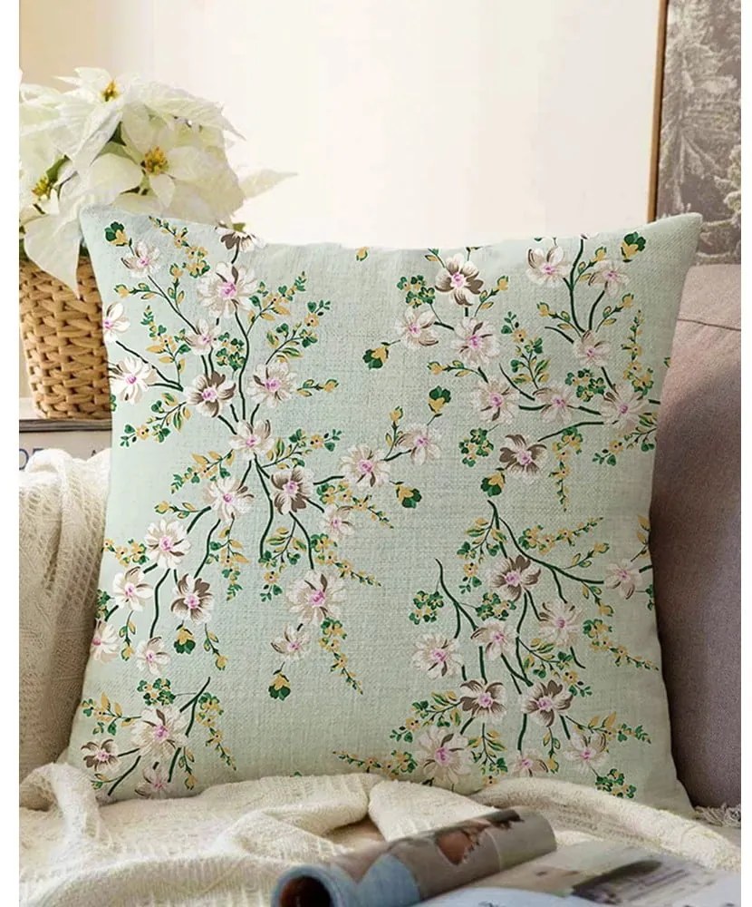Federa verde in misto cotone Bloom, 55 x 55 cm - Minimalist Cushion Covers