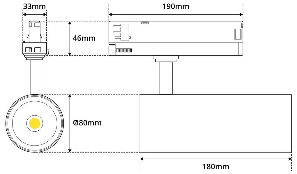 Faro LED 40W Dimmerabile 0-10V per Binario Trifase 38/60° Bianco CCT Colore Bianco Variabile CCT
