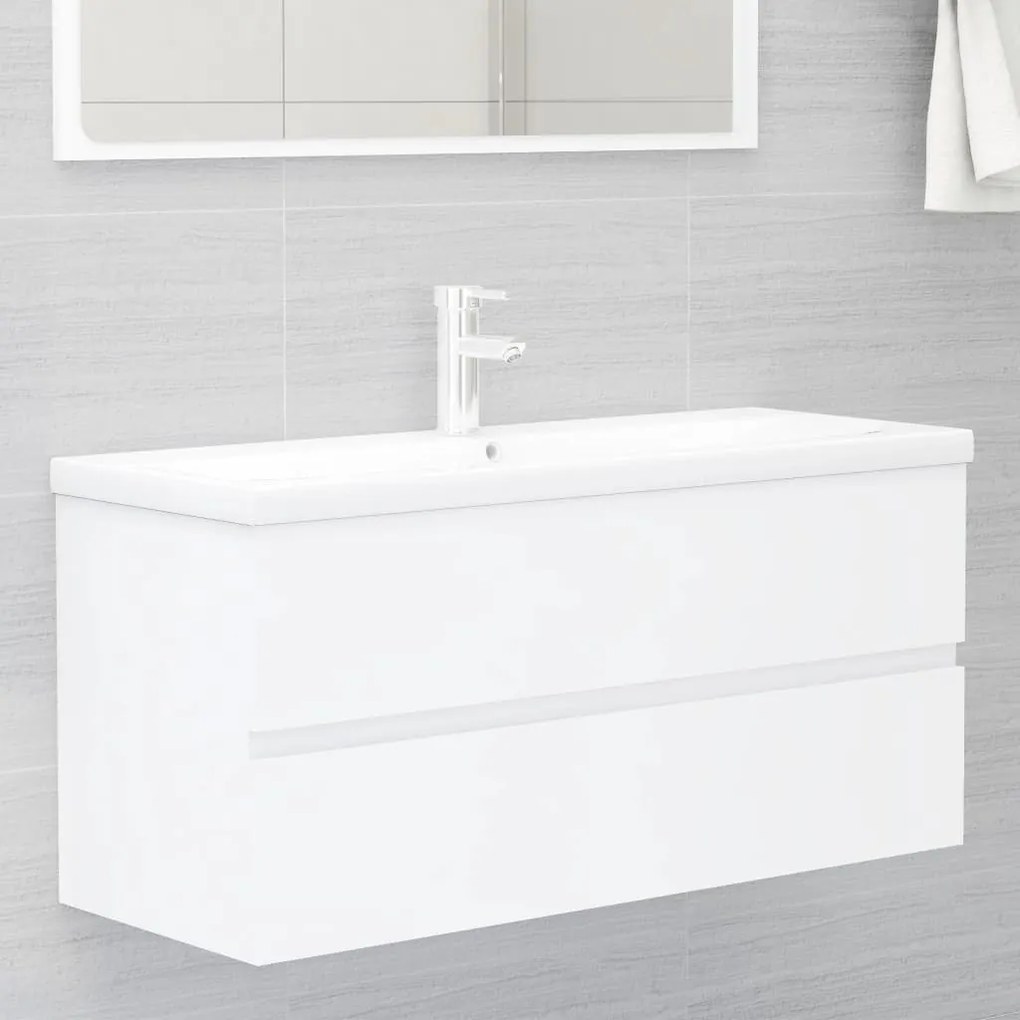 Mobile con lavabo integrato bianco in legno multistrato