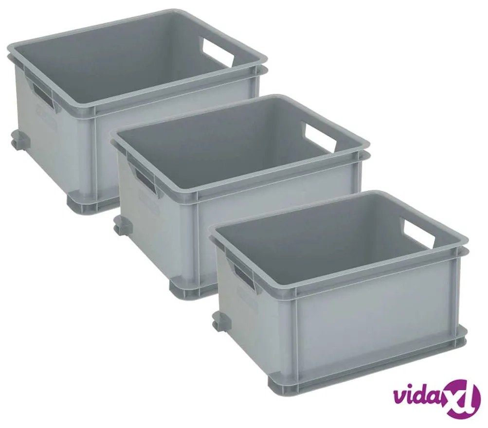 Curver Scatole Portaoggetti Unibox 3x30 L Argento