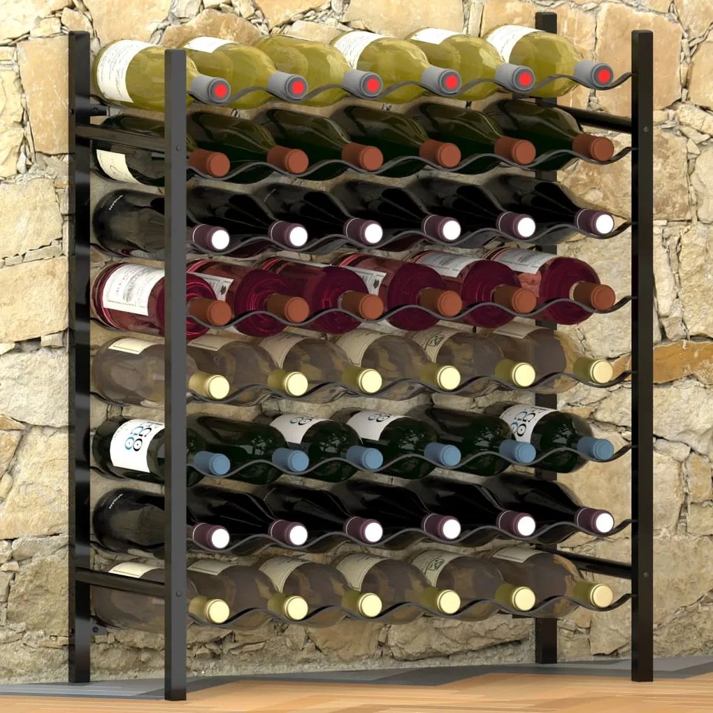 Portabottiglie per 48 bottiglie di vino nero in metallo