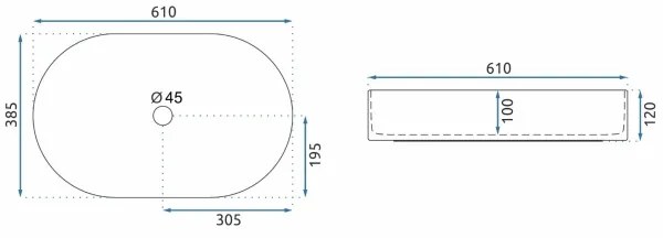 REA-U1055 - Lavabo da appoggio NADIA 38,5x61 cm ceramica/bianco lucido