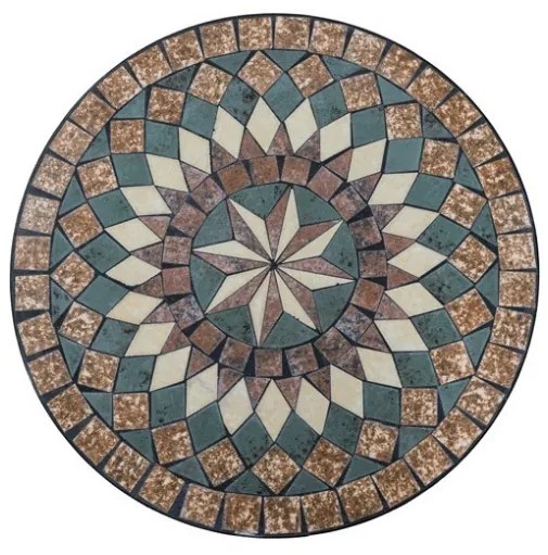 Set Completo Tavolo Mosaico E 2 Sedie Pieghevoli Bistrot In Acciaio E Ceramica