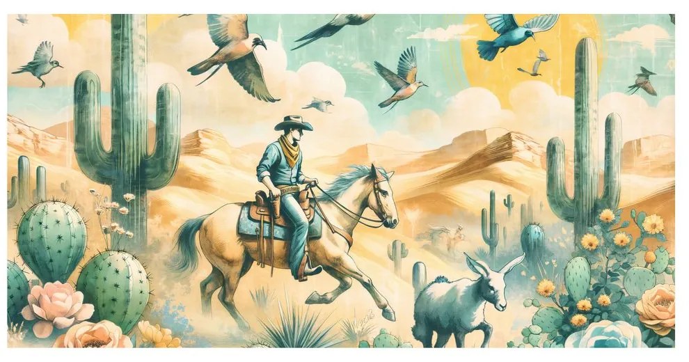 Quadro su tela – Scena western con cavallo