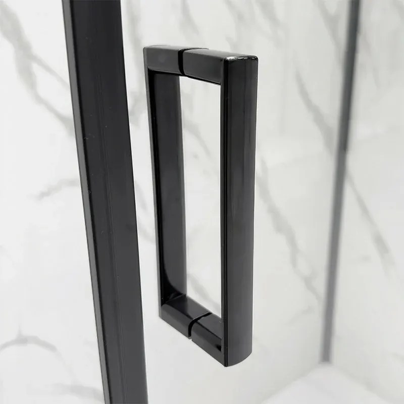 Porta doccia nicchia 140 cm nero opaco con vetro scorrevole Tay