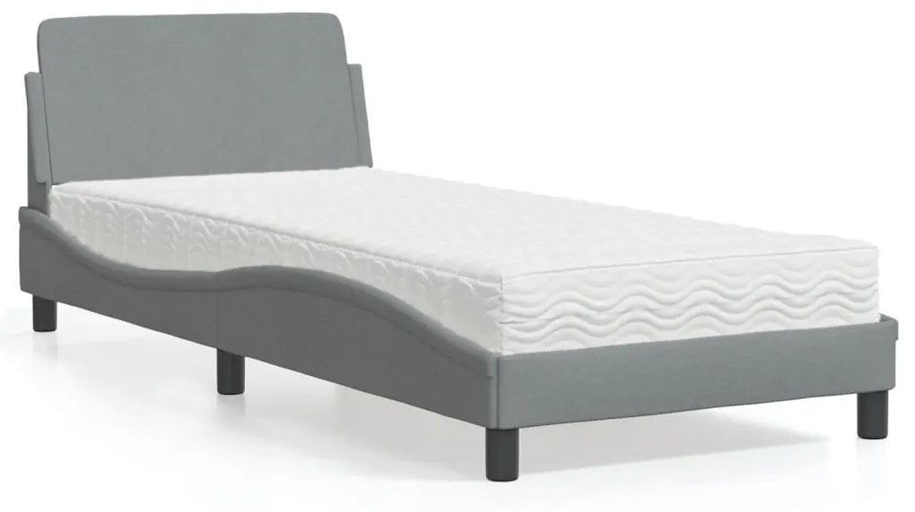 Letto con materasso grigio chiaro 80x200 cm in tessuto