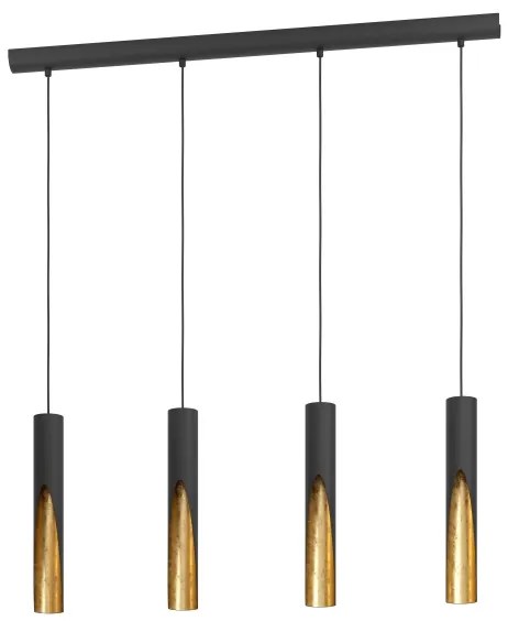 Eglo 900873 - Lampadario LED a sospensione con filo BARBOTTO 4xGU10/4,5W/230V nero/oro