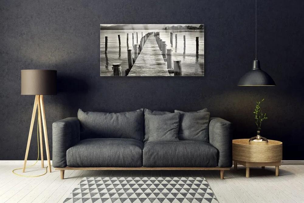 Quadro acrilico Architettura del ponte sul mare 100x50 cm